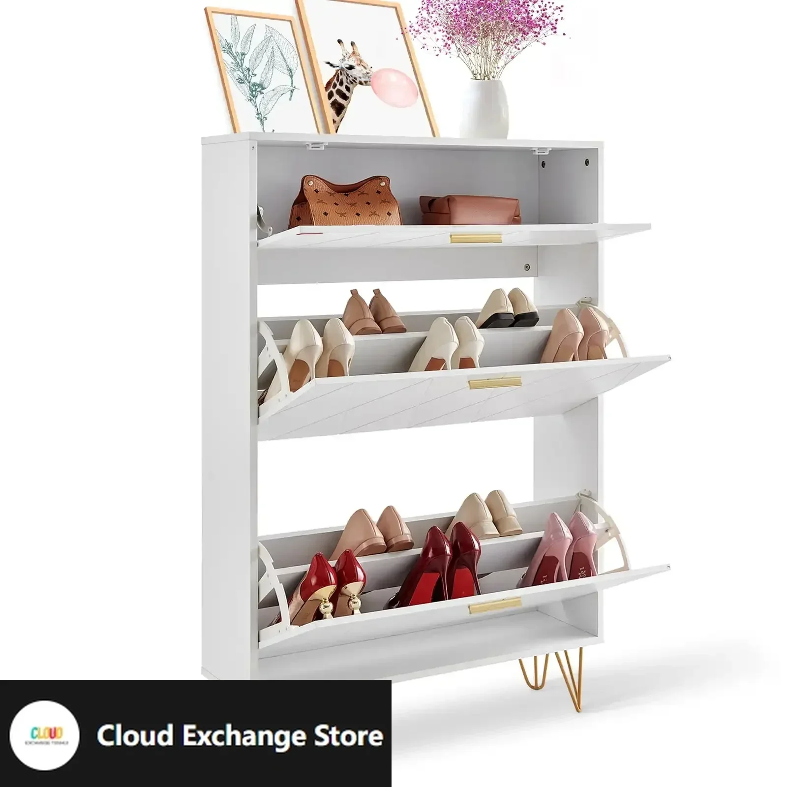 

Shoe Cabinet with 3 Flip Drawers Shoe Storage Cabinet for Entryway Hallway