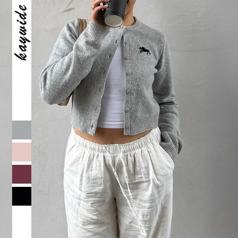 

Casual Vacation Woolen Long-sleeved Solid Color T-shirt Sweater for Women 2025 Autumn Winter