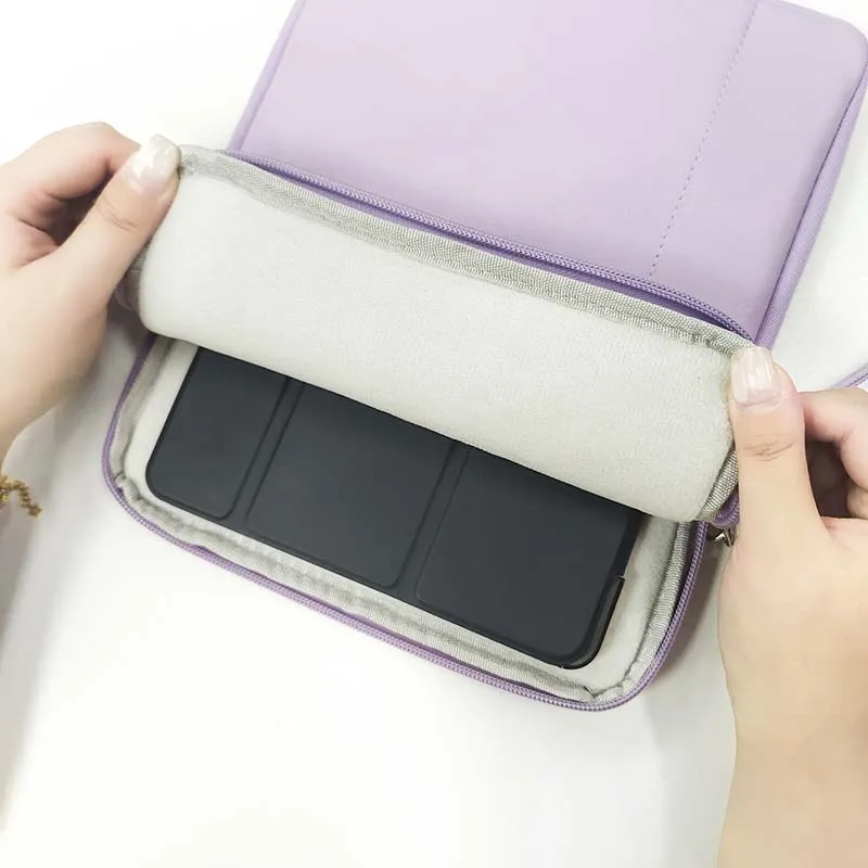 For Xiaomi Pad 9 Pro Max 13.3inch Tablet Carry Bag Beaty Light Purple Lanyard Patch Pocket Zip Storage Pouch Waterproof Sleeve