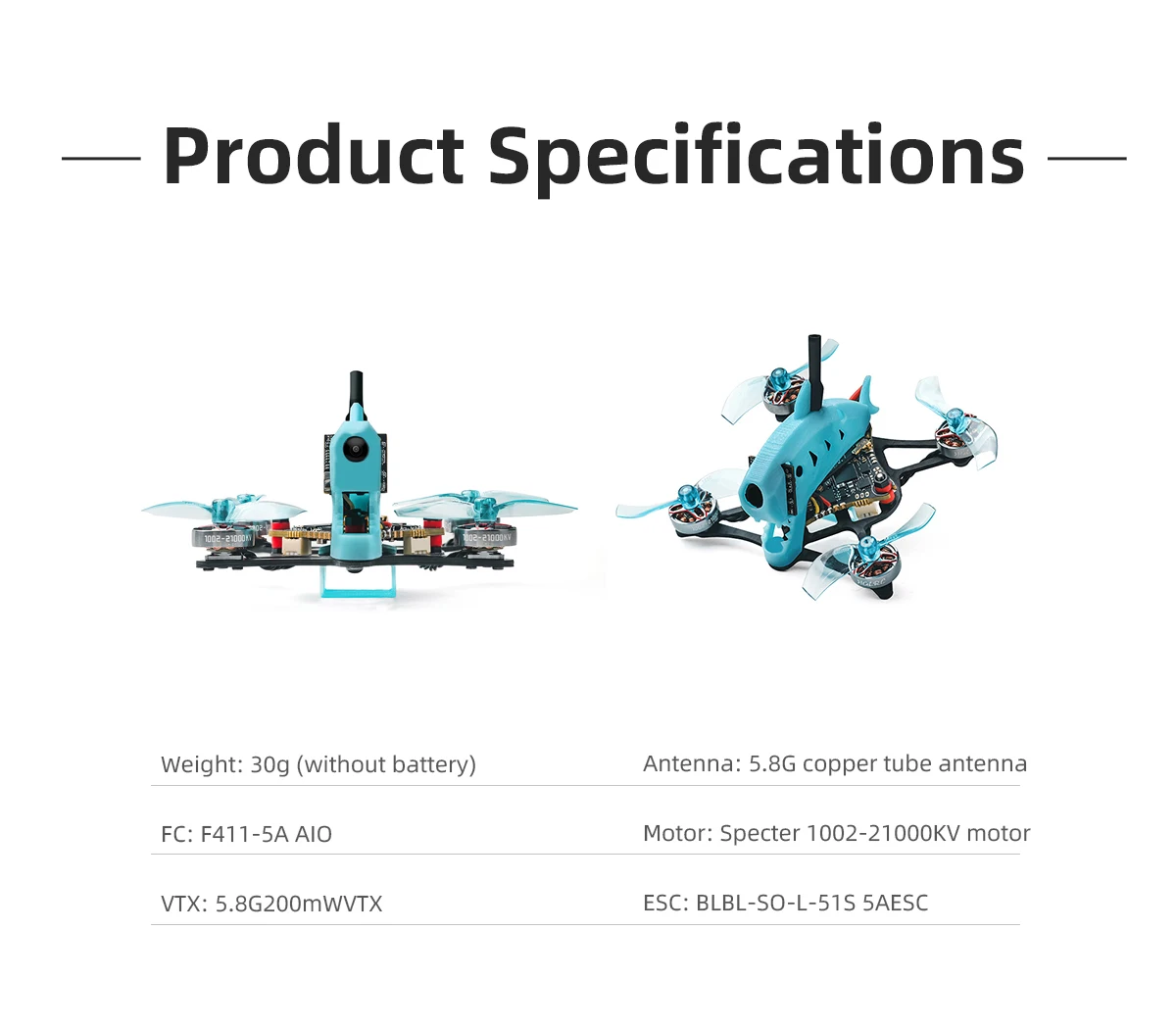 HGLRC Drashark 75mm 1.6 Inch F4 1S Toothpick FPV Racing Drone BNF with 200mW VTX CADDX FPV Camera