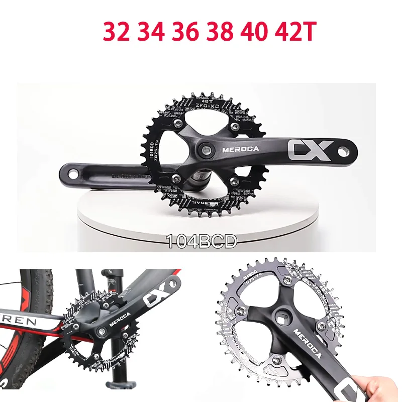 

Mtb Cranks 104BCD Square Taper Integrated Crankset 8/9/10/11 Speed Single Chainring Bicycle Accessories for MTB Modification