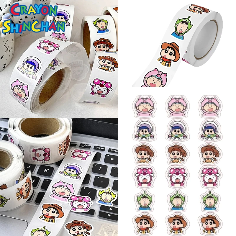 500pcs Crayon Shin-chan Cartoon Stickers Rolls Anime Cosplay Phone Laptop Envelope Decoration Kids Kawaii Graffiti Stickers Gift