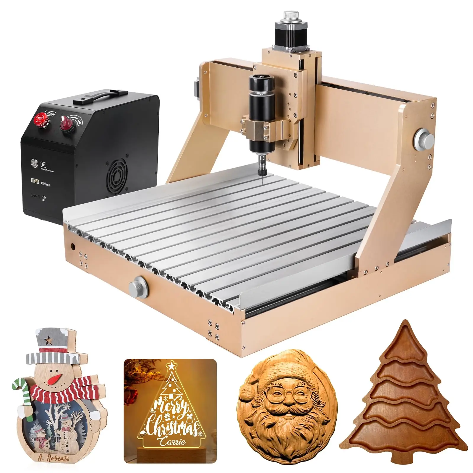 Máquina roteadora cnc, trilho linear atualizado de 500w, máquina de corte e fresagem de gravação de 3 eixos, controle grbl para madeira e metal