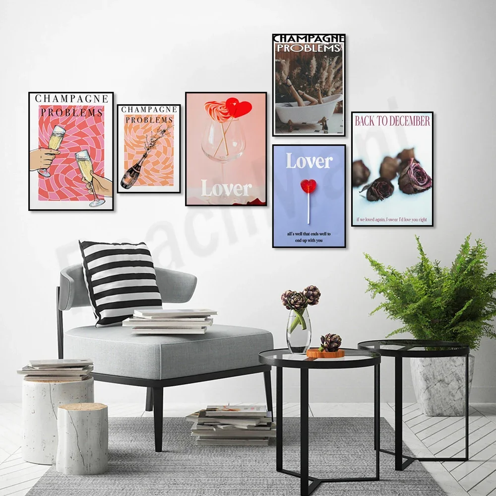 champagne issue prints, clean prints, valentines prints, december prints, peach pink girly art, preppy, lyrical posters for y2k,