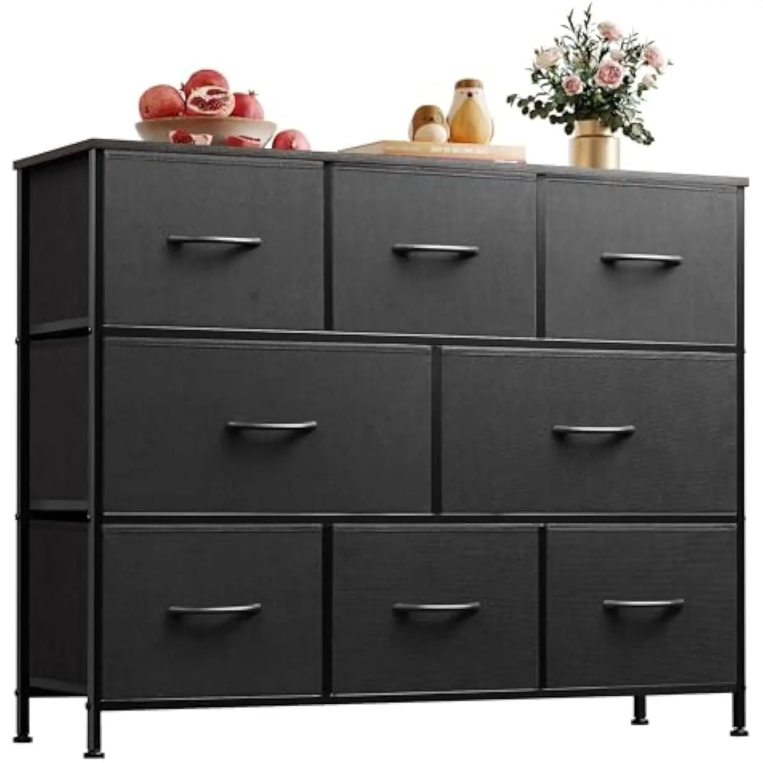 

Комод с 8 ящиками для спальни, тканевый черный комод с большим ящиком для хранения вещей для прихожей, комод для гостиной Ro