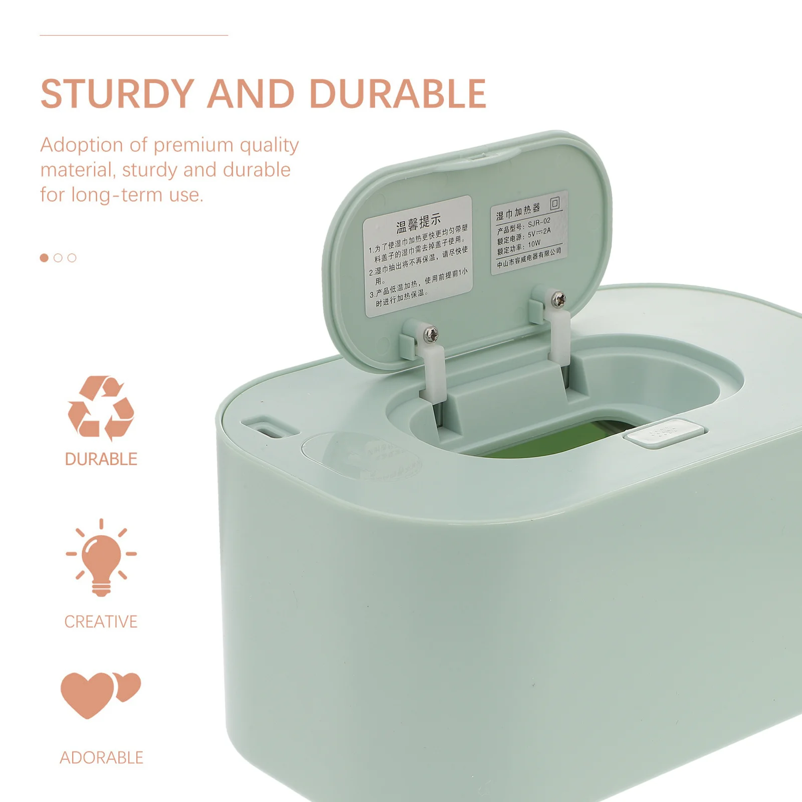 เครื่องอุ่นทิชชู่เปียกแบบชุด 1 ชุด ใช้พลังงานจาก USB สำหรับเปลี่ยนผ้าอ้อมเด็ก ใช้ได้ทั้งในบ้านและนอกบ้าน ควบคุมอุณหภูมิได้