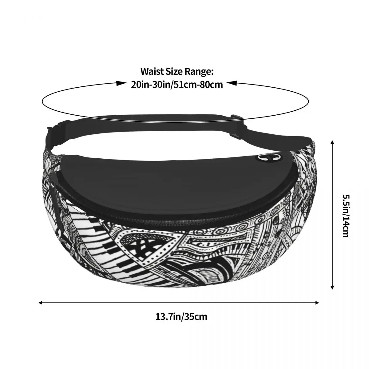 Gedrukt Taille Zakken Klassieke Muziek Doodle Met Piano Toetsenbord Mode Riem Tassen Man Vrouwen Sport Fanny Pack Ontwerp Banaan packs