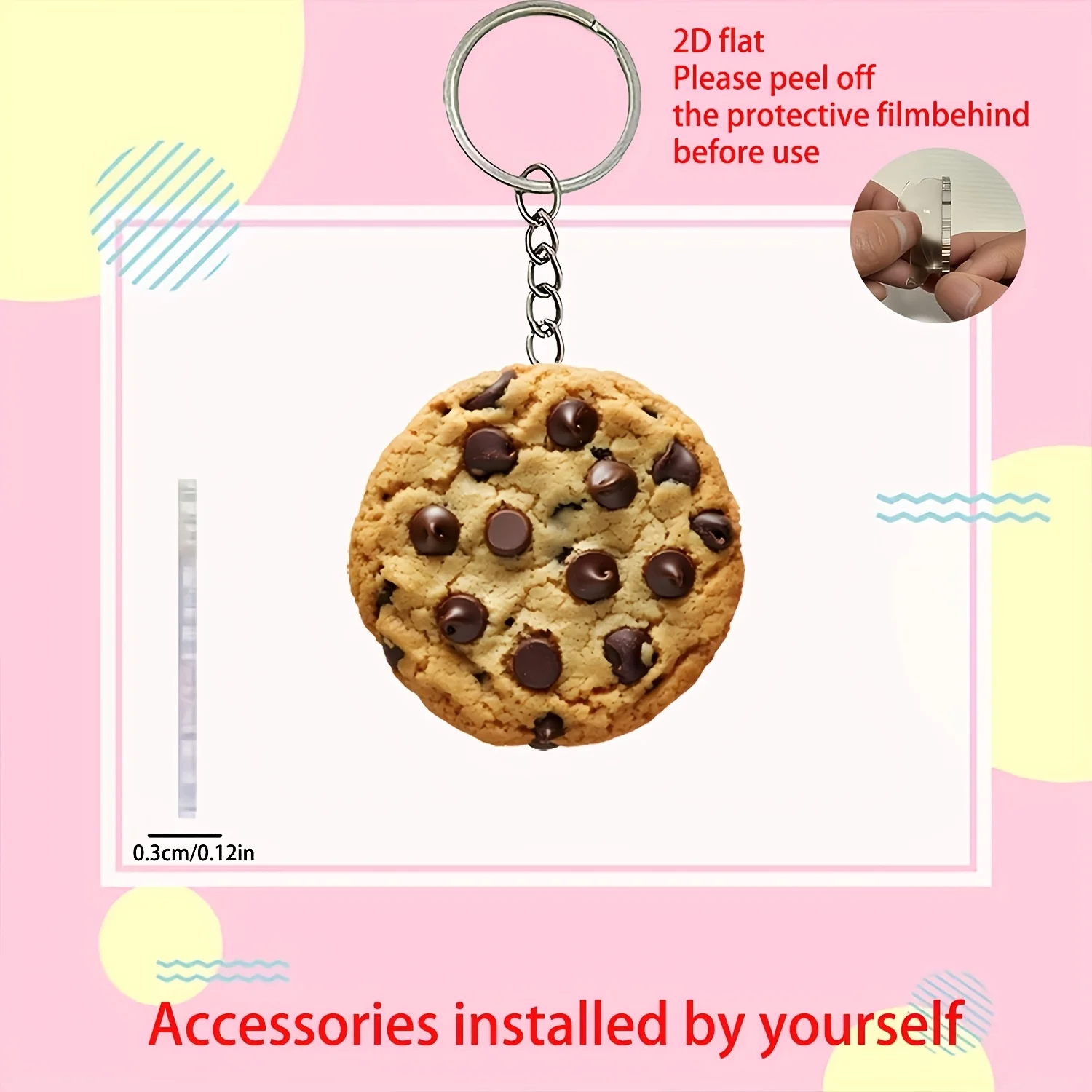 2D Flat Chocolate Cookie Acrylic Ornaments, Rearview Mirror Ornaments, Backpacks, Keychains—Creative Gifts