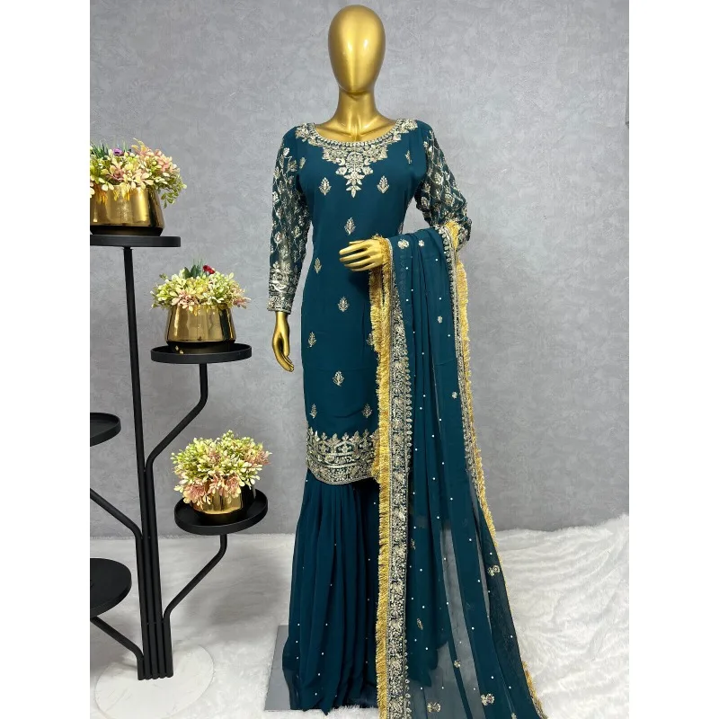 Salwar Kameez 파키스탄 원피스 인도 디자이너 웨딩 파티 코스튬 