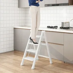 Indoor Thickening Step Stools Foldable Compact Kitchen Attic Roof Step Ladders Agility White Escalera Plegable Home Furniture