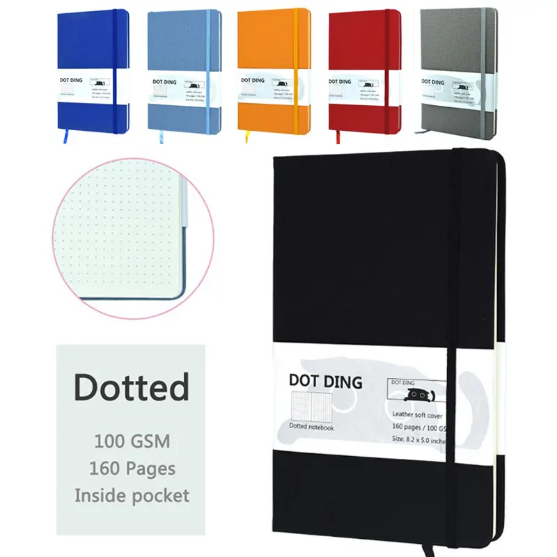 Dotted 100 GSM Bujo Planner A5 hardcover 160 pages Inside pocket School&office notebook BUJO Stationery