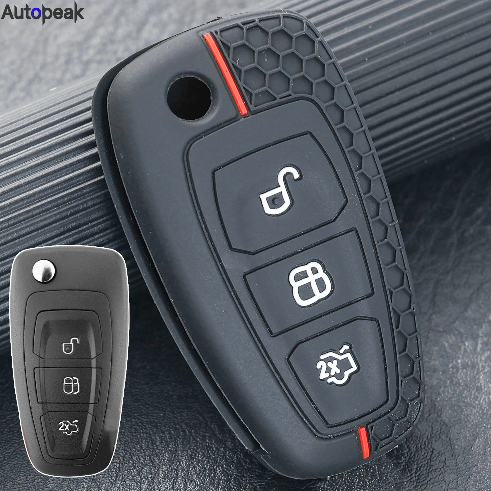 

3 Button Silicone Key Ring Case Cover Shell Holder For Ford B C S Max Grand C Max Fiesta Focus Kuga Mondeo Fushion Ecosport 2012