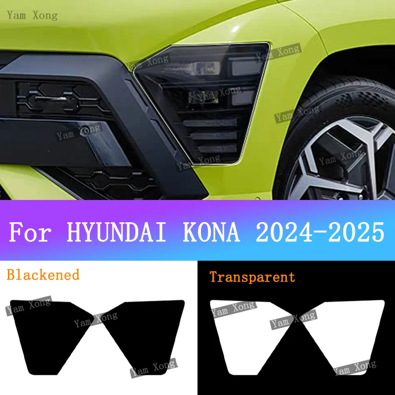 

For HYUNDAI KONA 2024 2025 Headlamp Black TPU Sticker Front Light Transparent Anti-Scratch Film Repair Protective Sticker Film