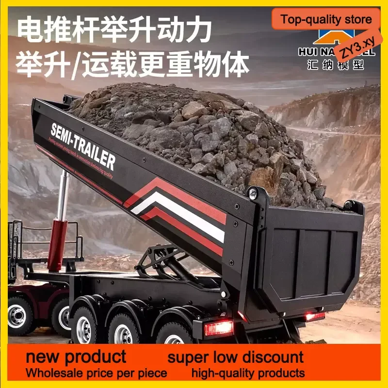 Huina 1/18 1509 Rc Semi Dump Trailer Electric Lifting For Rc Tractor Truck 1501 Tail Light Support Leg No Sound System Model Toy