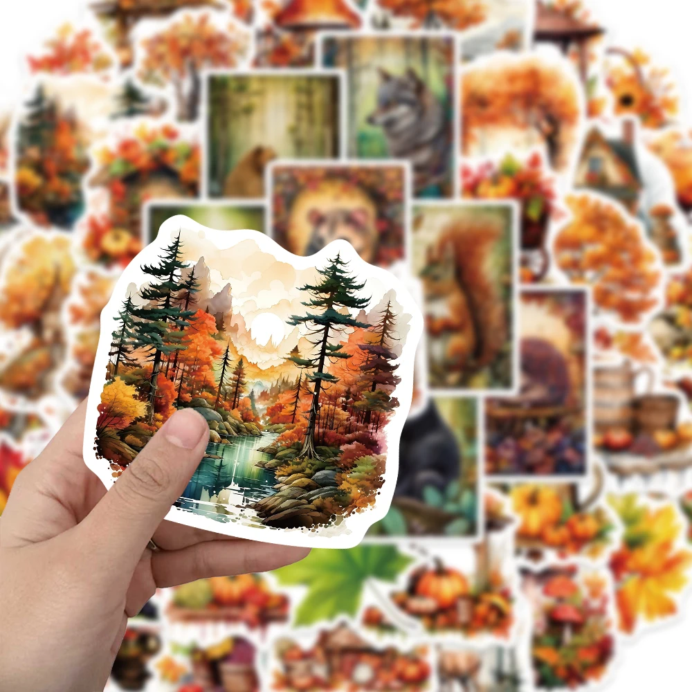 50PCS Creative Retro Squirrel Forest Stickers Phone Case Notebook DIY Personalized Decorative Stickers