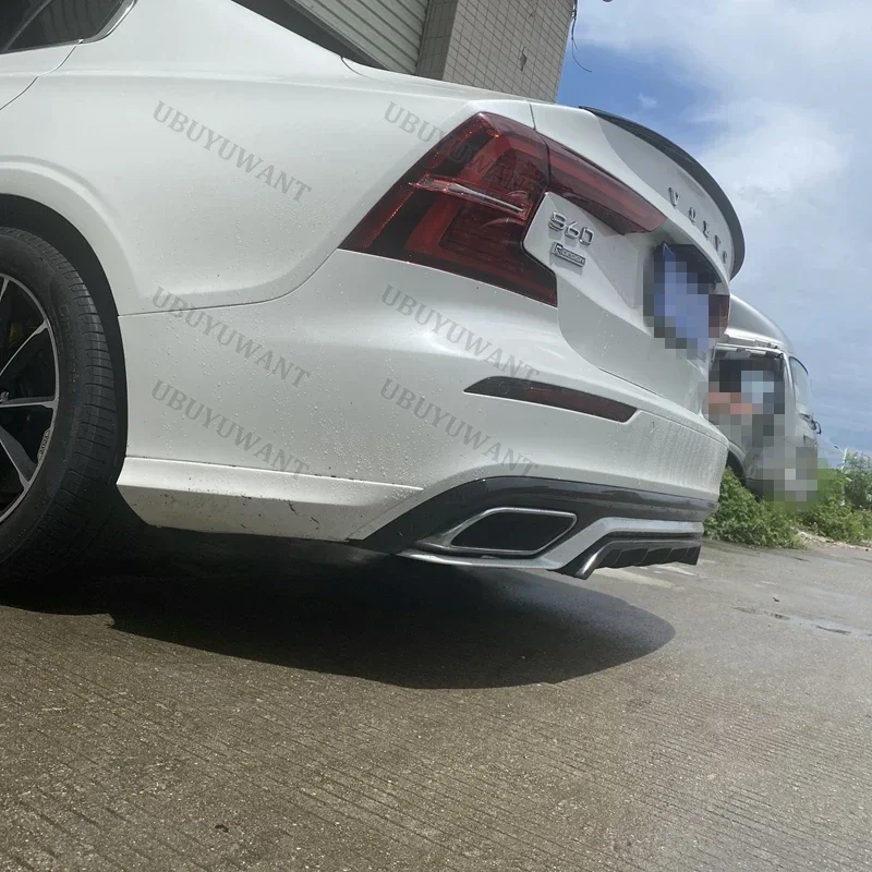 3 Pcs ABS REAR BUMPER TRUNK LIP SPOILER DIFFUSER For Volvo S60 V60 (Only For SPORT Style) 2020 2021 2022 2023 2024 2025