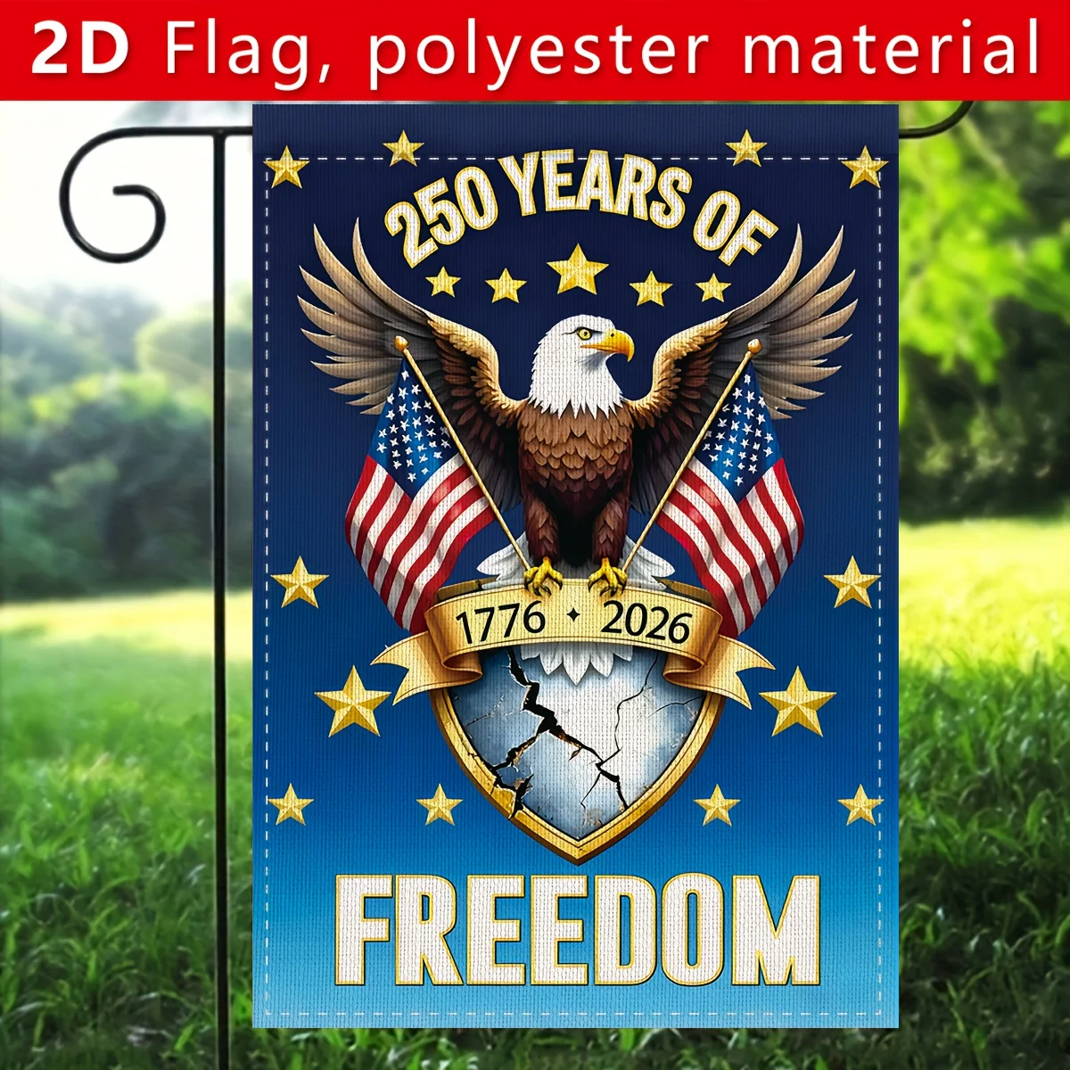 

Флаг для сада к 250-летию США – баннер из полиэстеровой ткани 12x18 дюймов для украшения двора на открытом воздухе, не требует электричества