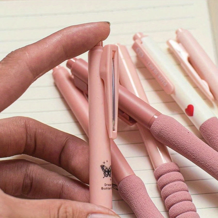 6 pcs/set 0.5mm retractable gel pen, Kawaii stationery, black gel pens, aesthetic pens image 3