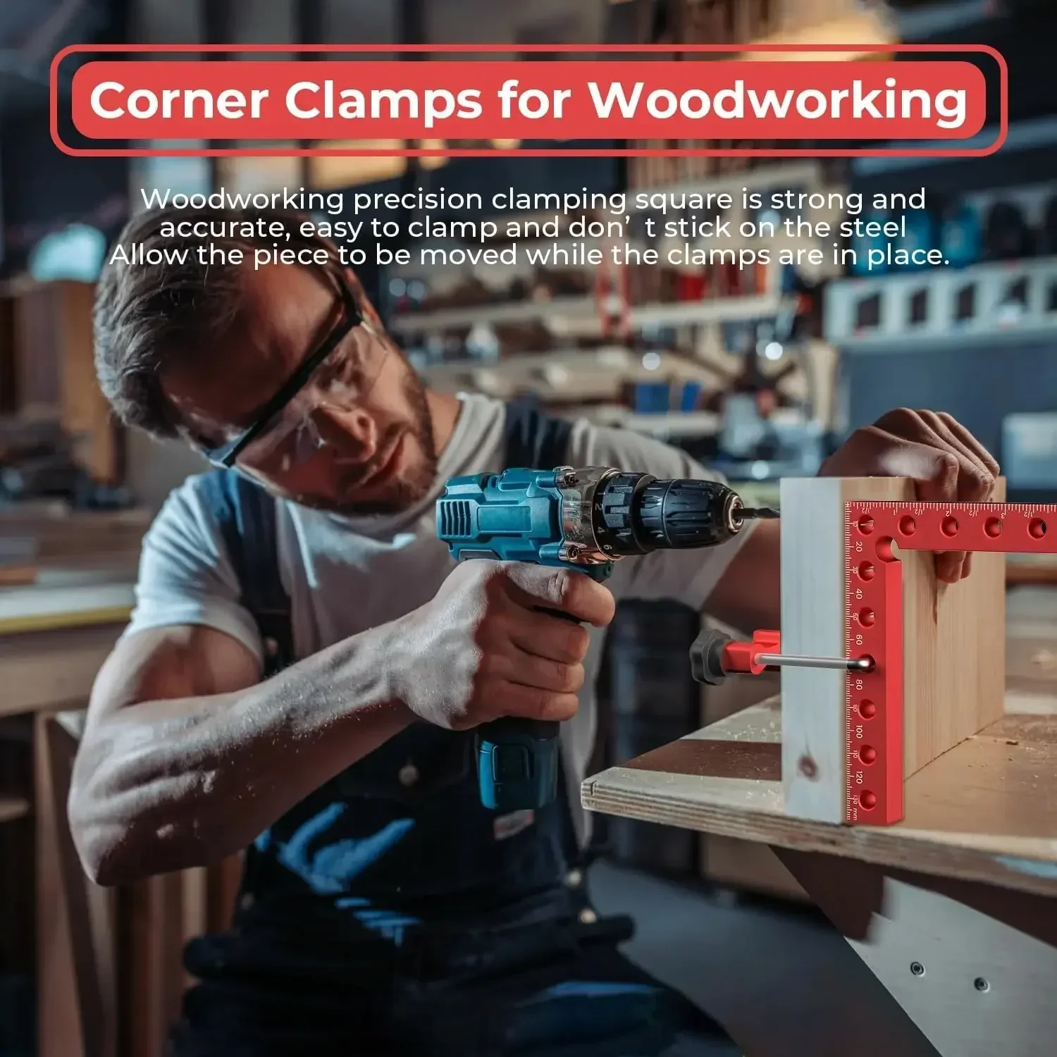 4แพ็ค5.5"x5.5" 90 °   ที่หนีบมุม, ที่หนีบมุมขวาอลูมิเนียมอัลลอยด์สําหรับงานไม้, กรอบรูป, ตู้