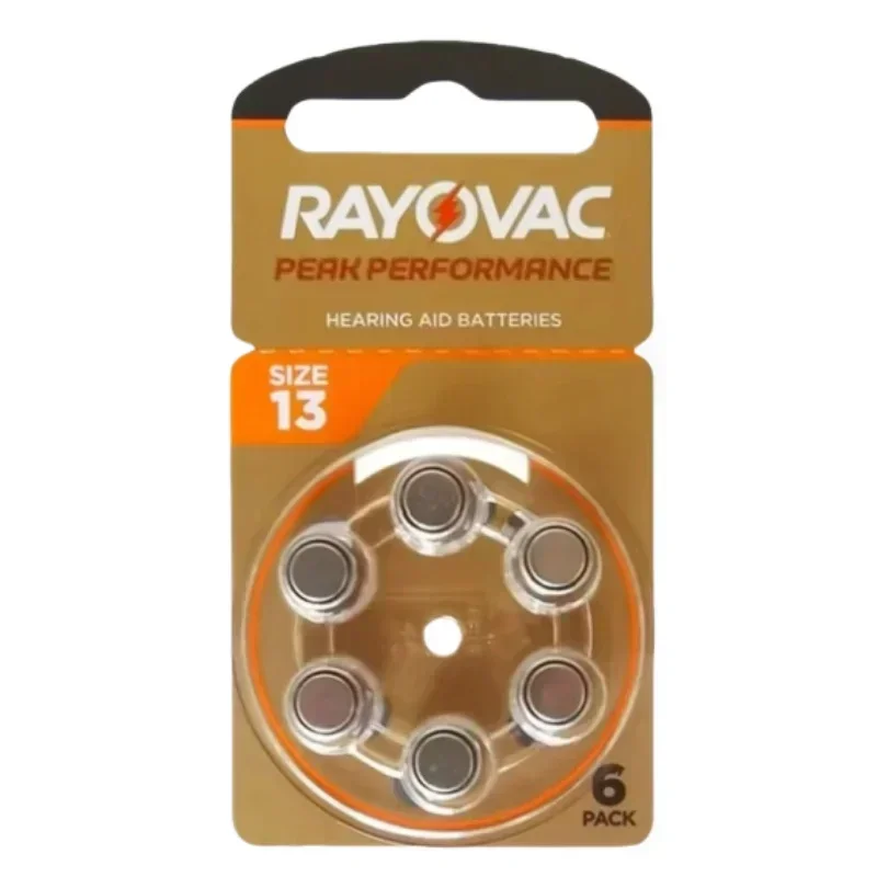 6-60PCS Rayovac PEAK A13 13A P13 PR48 Size13 Zinc Air Hearing Aid Batteries 1.45V For BTE CIC RIC OE Hearing Aid