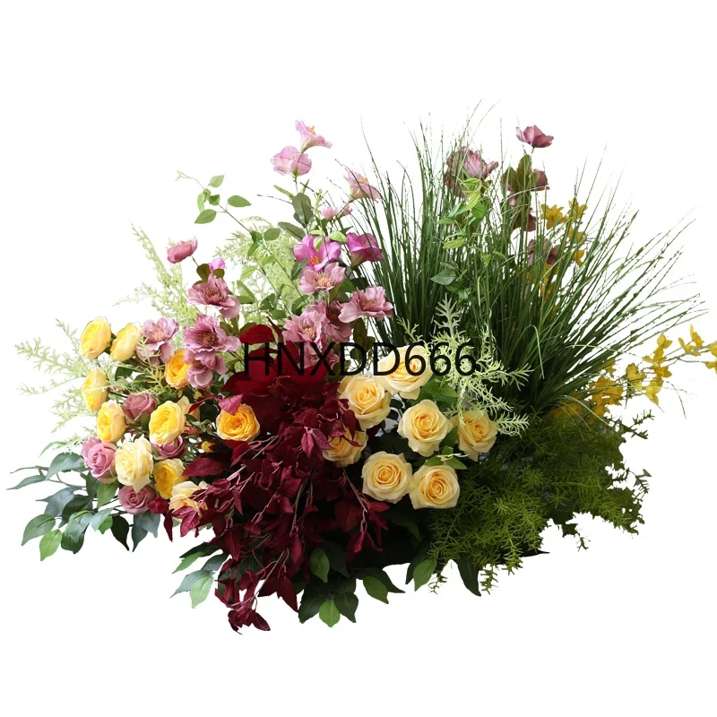 Window decoration scene layout simulation flower art floor flower stand pile of flowers and plants