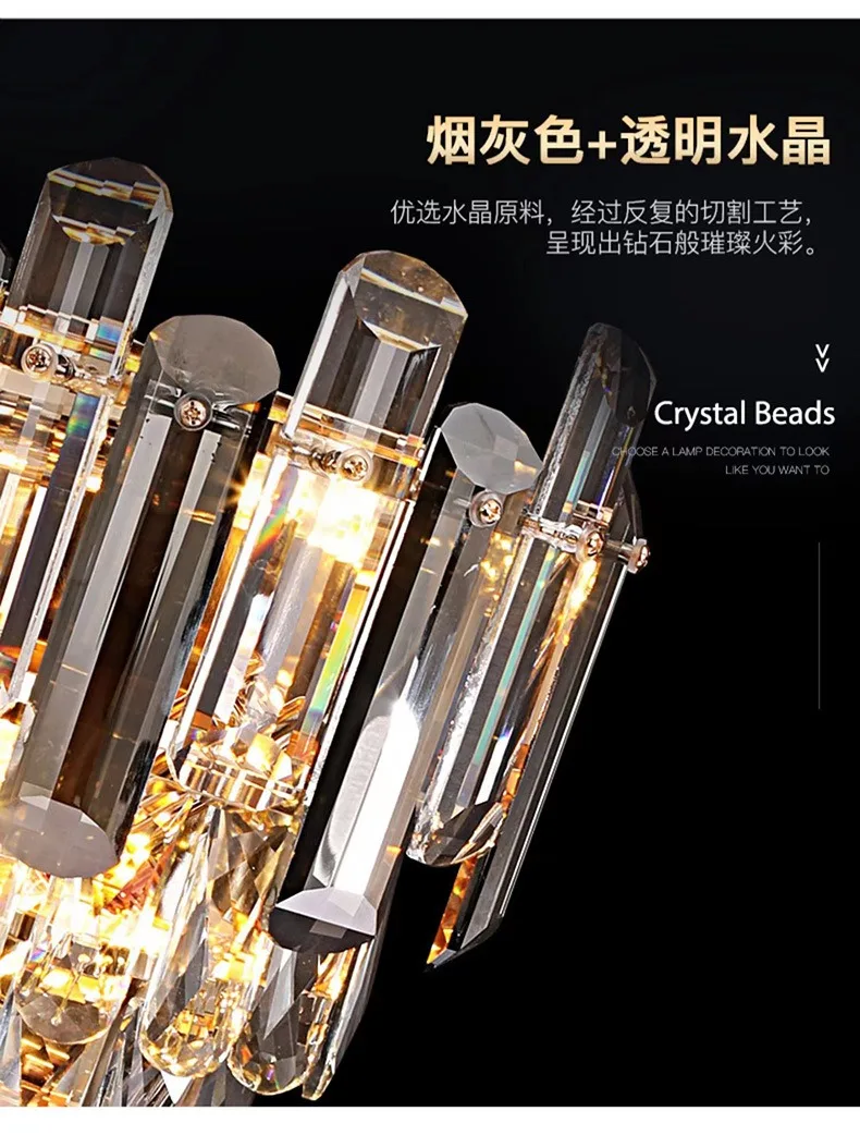 Modern light luxury crystal wall lamp bedroom bedside lamp simple background wall lamp