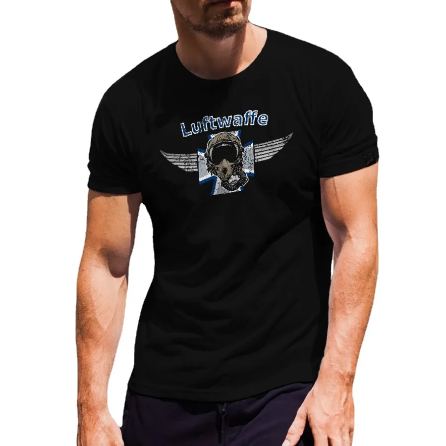 Luftwaffe Bundeswehr Pilotenhelm Düsenjet Schwinge Wappen Kräfte T-Shirt. High-quality Cotton Short Sleeve O-Neck Mens T Shirt