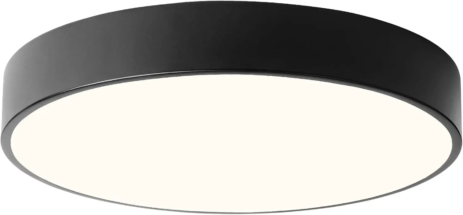 4-Light Close To Ceiling Lamp,18 Inch Large Size Matted Black Metal Shade Flush Mount Ceiling Light Fixtures, E12 Socket Lamp