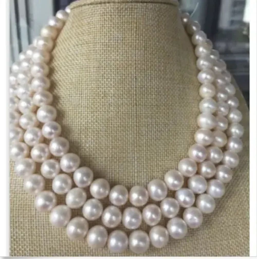 

50 inch long AAA+8-9mm Japanese natural round pearl necklace with 14K gold buckle
