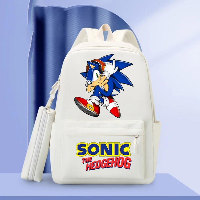 Soniced Backpack 2-piece Set Large Capacity Portable Backpack Student Cartoon Anime Pattern Backpack Pencil Case Birthday Gift