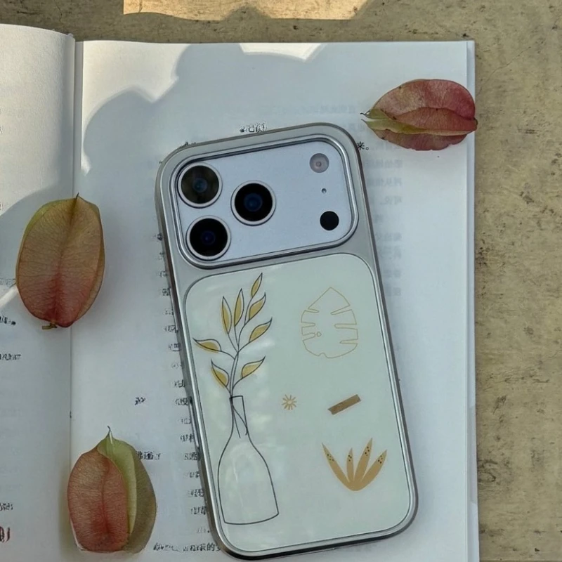 زهرة ترتيب الفن خط الكتابة على الجدران كريم الخريف والشتاء جراب هاتف آيفون 11/12/13/14/15/16/17 برو ماكس الهواء زائد الايبوكسي بولي يوريثان #2