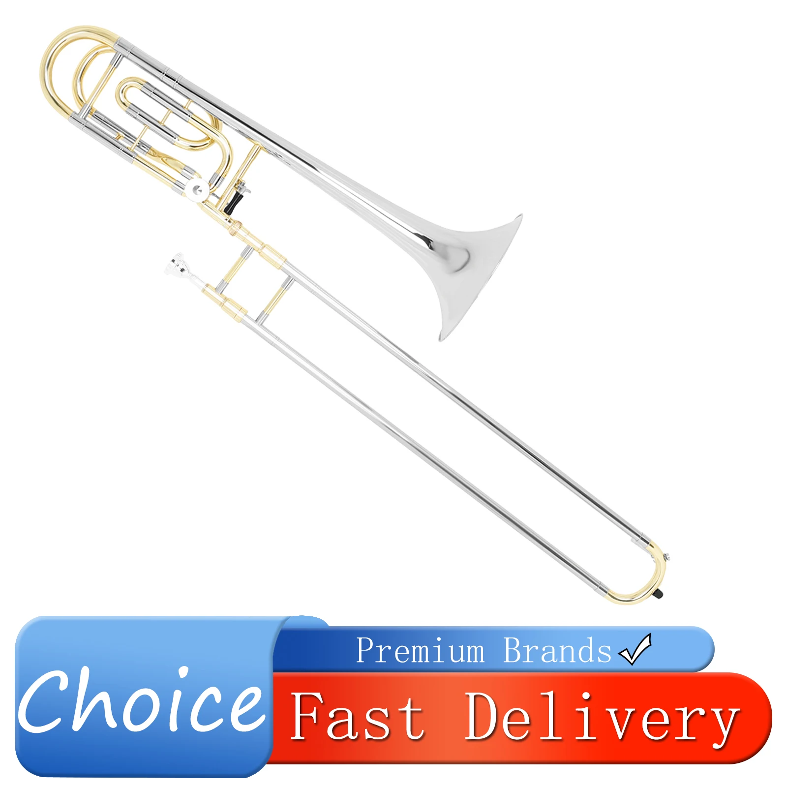 SLADE LD-T998 Teno Trombone Gold and Silver Dual Color Trombone Brass Instrument Trombone Suitable for Practice & Performance
