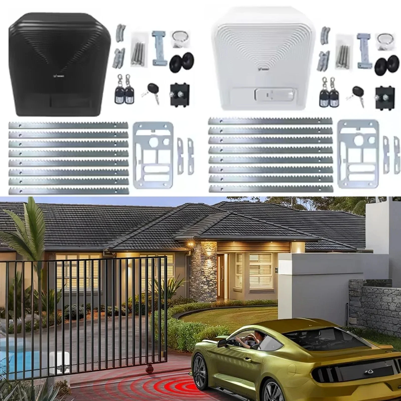 

Electric Sliding Gate Opener with Remote 800kg/1600kg Automatic Gate Opener Complete Kit for Hotel Factory School Private House Farm Ranch etc.