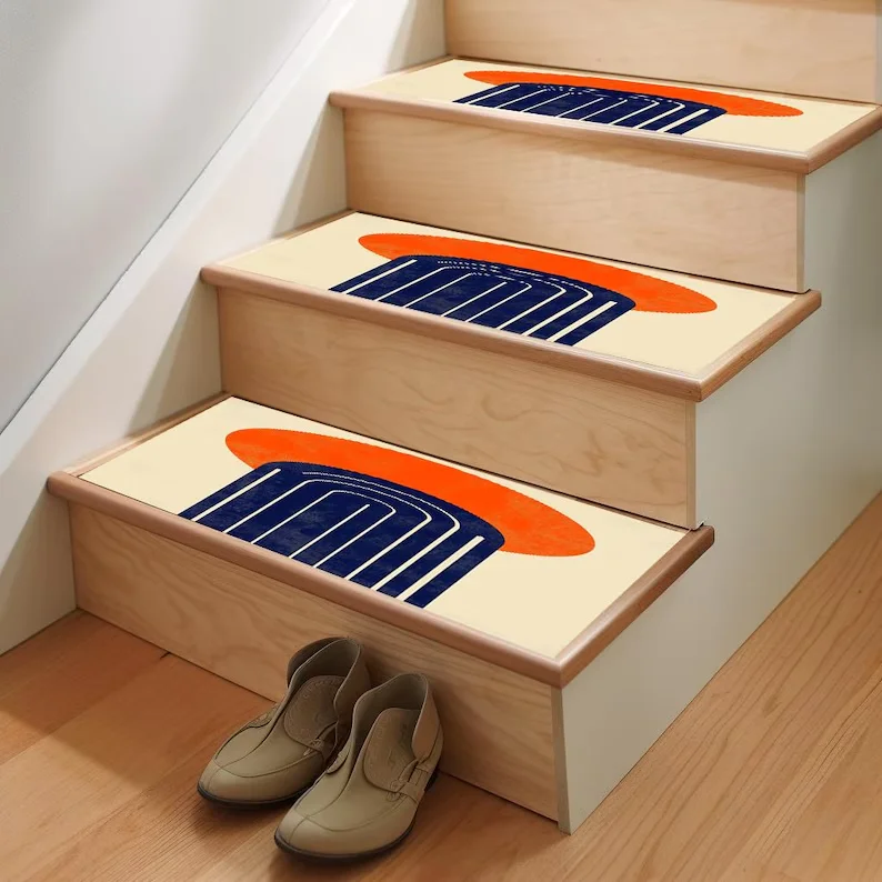 

Abstract Design Treads Pad Stair Treads for Dogs Anti-skid Step Rug Modern Stair Rug Washable Mat Stair Treads for Wooden Steps