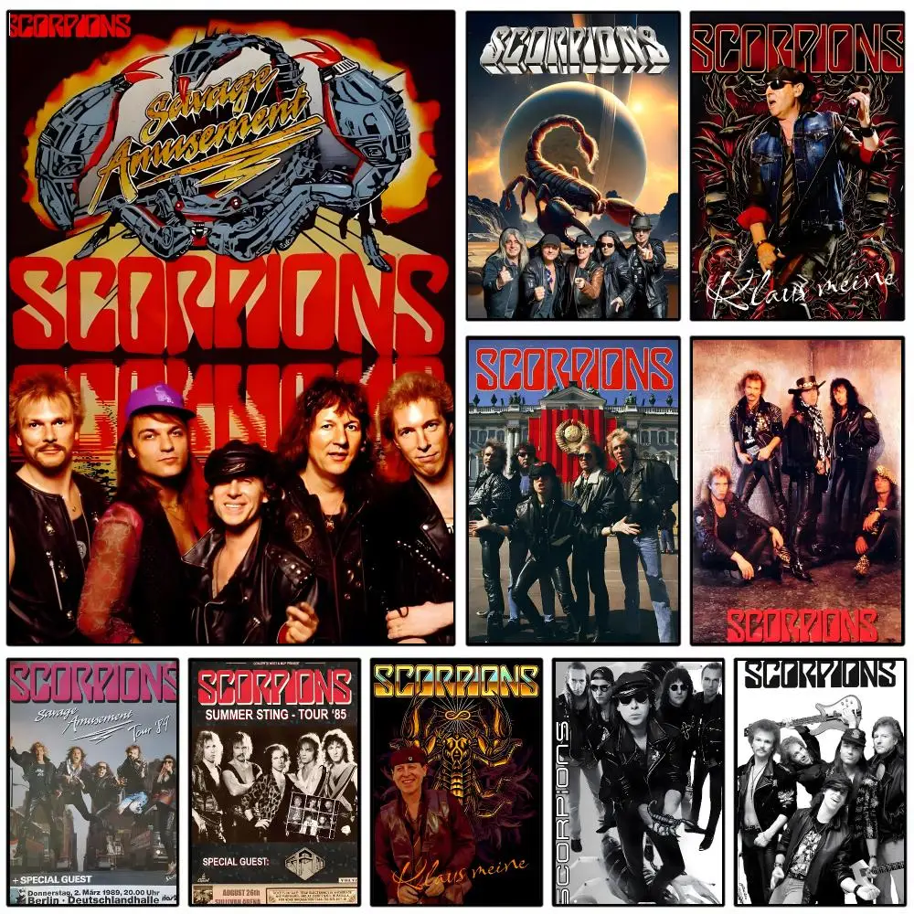 C-Classic Rock Scorpions Band Poster Self-adhesive Art Waterproof Paper Sticker Coffee House Wall Decor