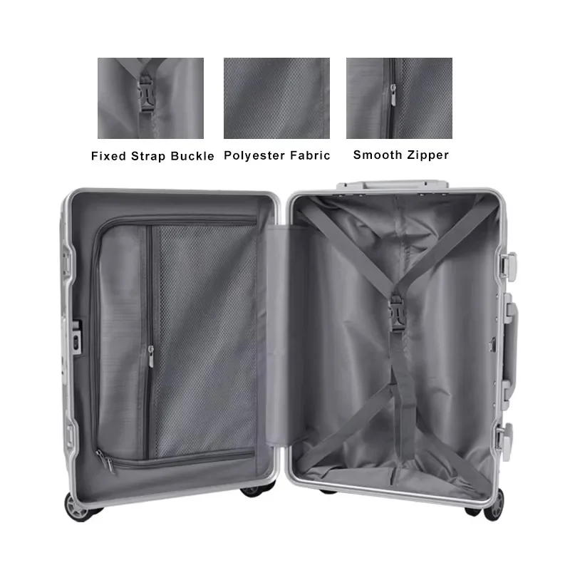 Fingerprint Lock Travel Luggage Durable Stainless Steel ABS Rod Aluminum Frame Luxury Luggage 20 inches