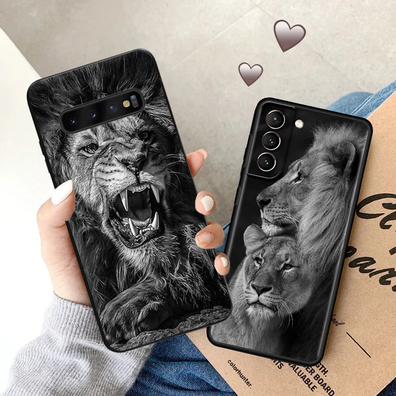 Flower Lion Tiger king Soft Phone Cases For Samsung Galaxy S23 S24 Plus S24 S22 Ultra S21 S20 S10 Note 20 Lite Black Matte Cover