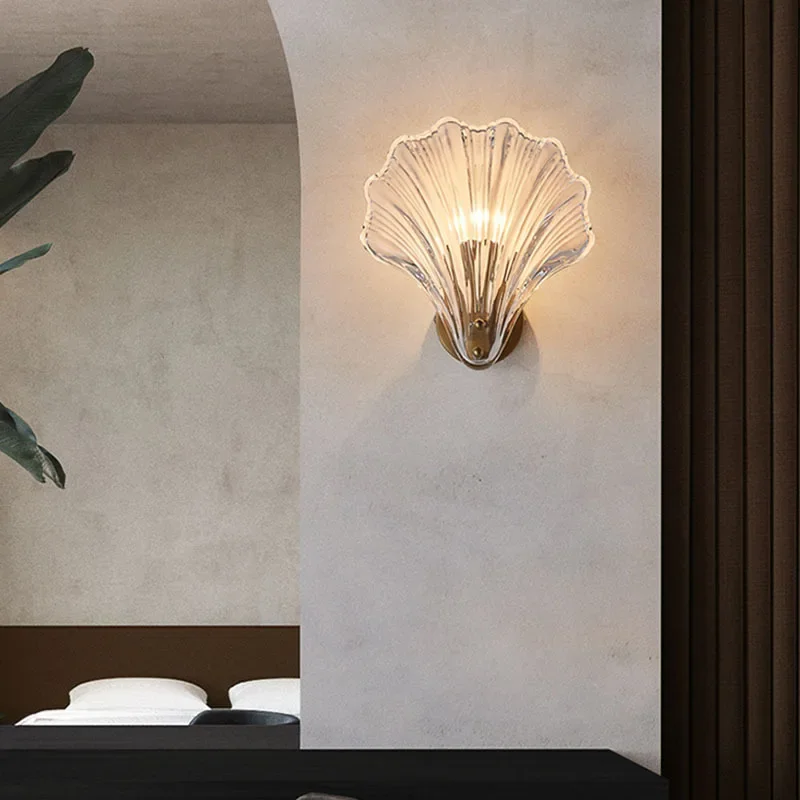 Modern Shell Wall Lamp Living Room Bedroom Corridor TV Background Wall Staircase Cross Border Lights Nordic Light Home Deocr