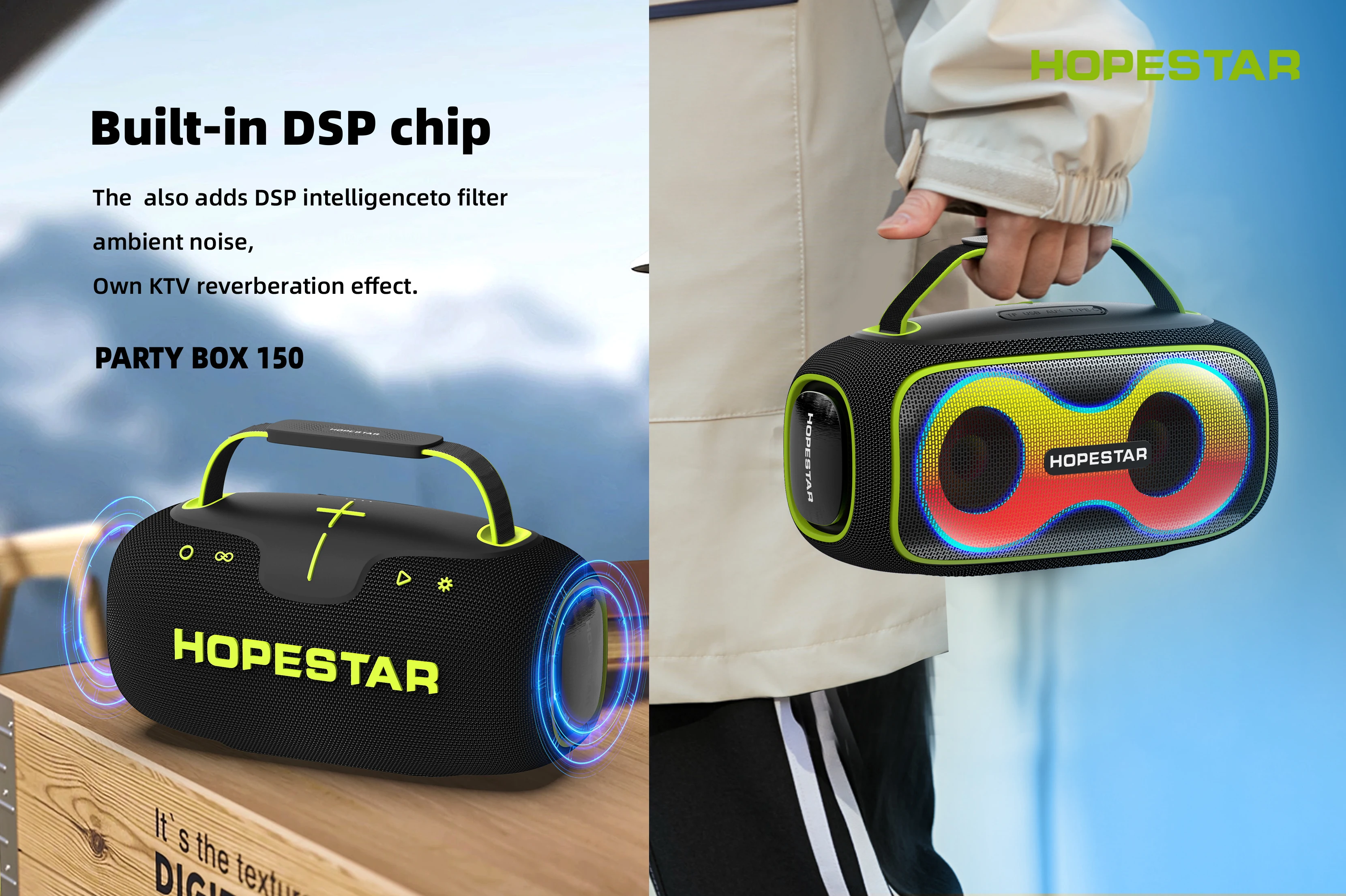 HOPESTAR PARTYBOX  150 40W Portable for Speaker 8800mAh RGB LED Light IPX5 Waterproof Outdoor Plastic Party Speaker