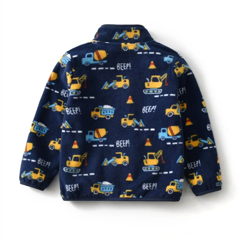 New Spring Autumn Child Kid Clothes Baby Boys Engineering Car Jackets Outwear Polar Fleece Soft Warm