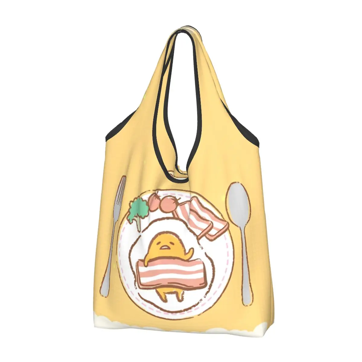 

Gudetama Egg Printed Shopper Bag College Handbags Female Designer Shopping Bags Stylish Cloth Tote Bag
