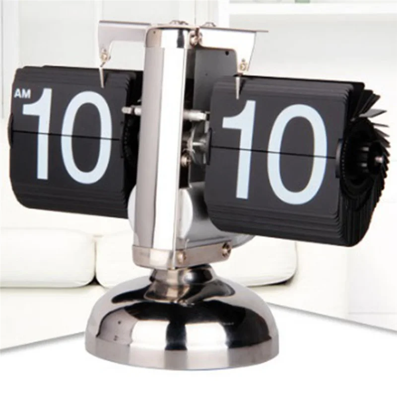 Flip Digital Clock -Small Scale Table Clock Retro Flip Clock Flip Internal Gear Operated Quartz Clock Home Decor