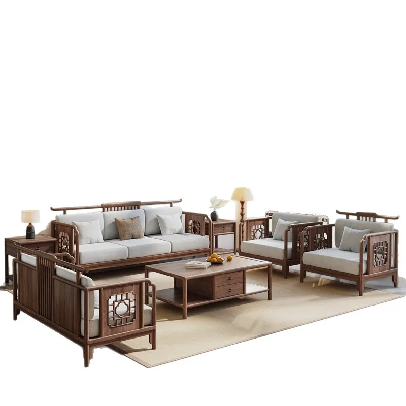 Song-style aesthetic sofa, North American black walnut 2025 new official hat office zen villa furniture