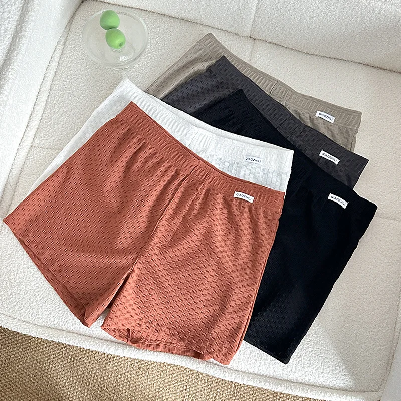 Pantalones Cortos de Malla de Seda Helada para Hombre: Boxer Shorts Holgados, Transpirables, Tallas Grandes para el Hogar, Ocio y Deportes Juveniles Sencillos
