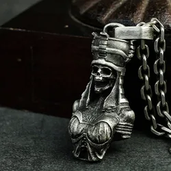 Simple Fashion Trend Ancient Greek Cleopatra Demon Queen Pharaoh Couple Necklace Street Party Vintage Skull Pendant Gift Jewelry