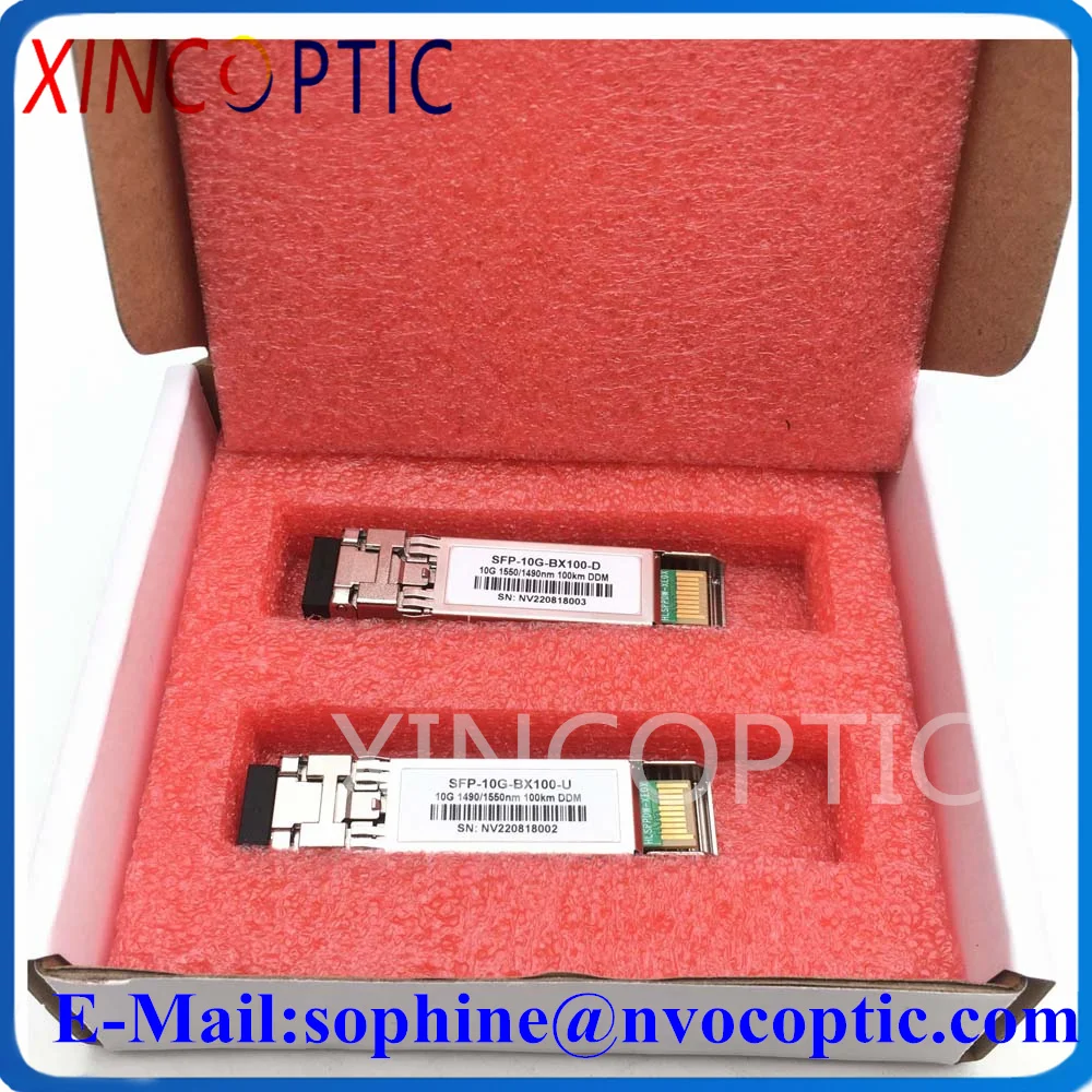 

10G BIDI 100KM, GBIC WDM Transceiver LC Compatible 10GBASE-BX100-D SFP+ 1490nm-TX/1550nm-RX DOM Module