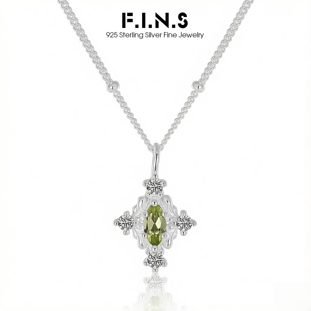 

F.I.N.S Original Starry Cross Necklace for Women S925 Sterling Silver Olive Green Zircon Pendants Anniversary Party Fine Jewelry