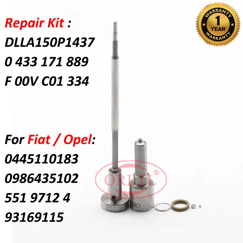 New Nozzle DLLA150P1437 (0 433 171 889) Valve F00VC01334 Repair KITS For Fiat 0445110183,0986435102,55197124,55197875,93190435