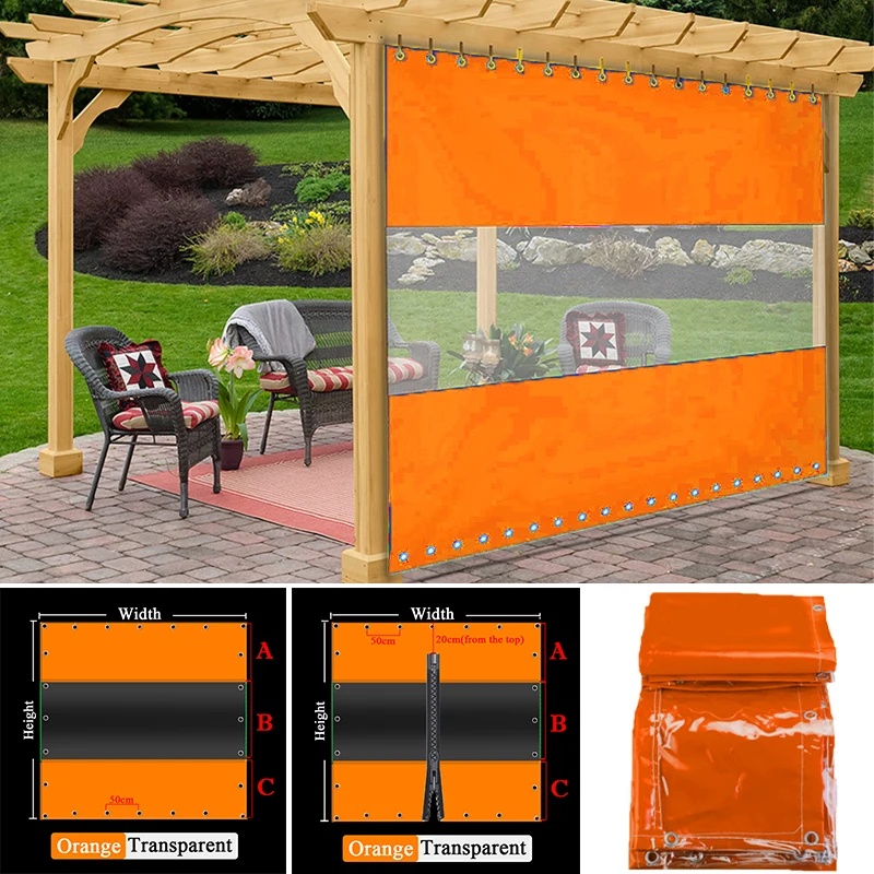 

Customize Outdoor Pergola See Though Tarp Curtain Heavy duty Tarpaulin with Zipper Carwash Room Waterproof Screen