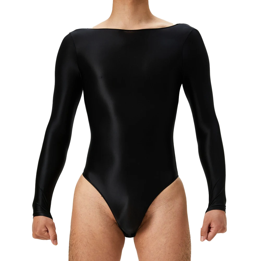 남성 레오타드 남성 바디 슈트 경량 긴 소매 O 넥 레귤러 셰이퍼 실키 슈퍼 탄성 스타킹 백 레스 편안한